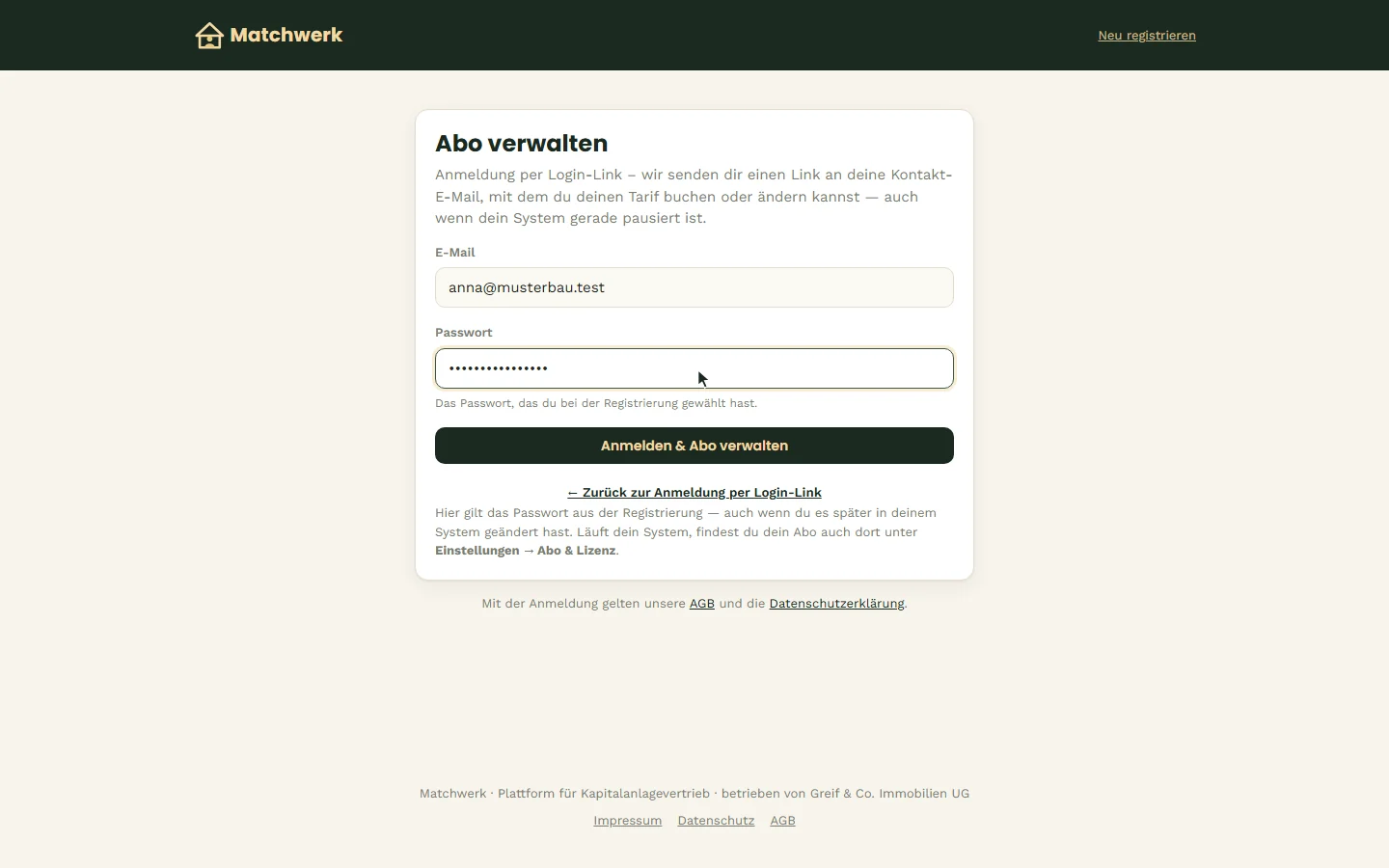 „Abo verwalten