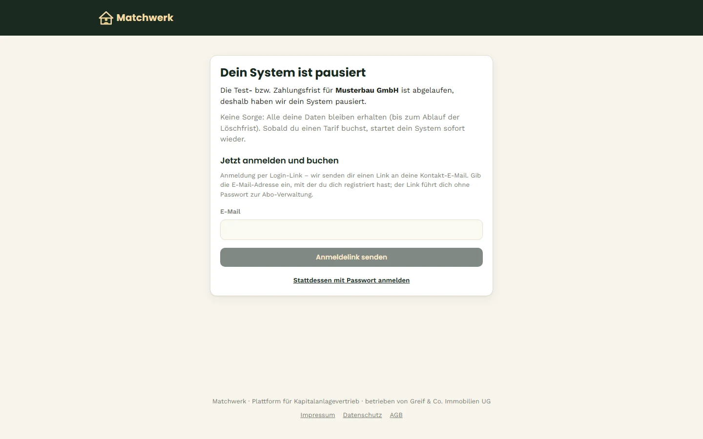 „Dein System ist pausiert