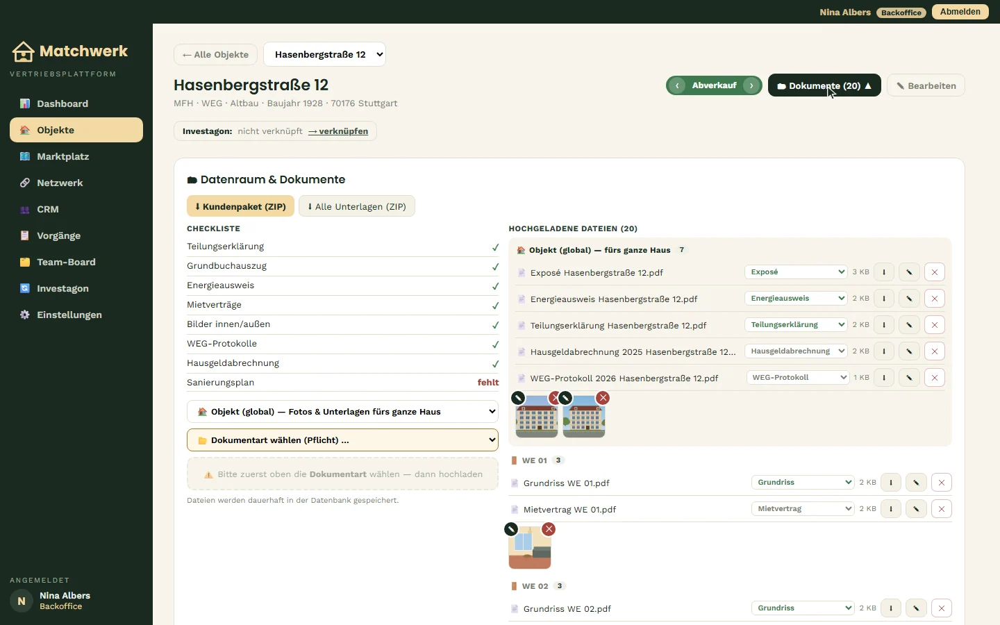Der aufgeklappte Datenraum der Hasenbergstraße 12