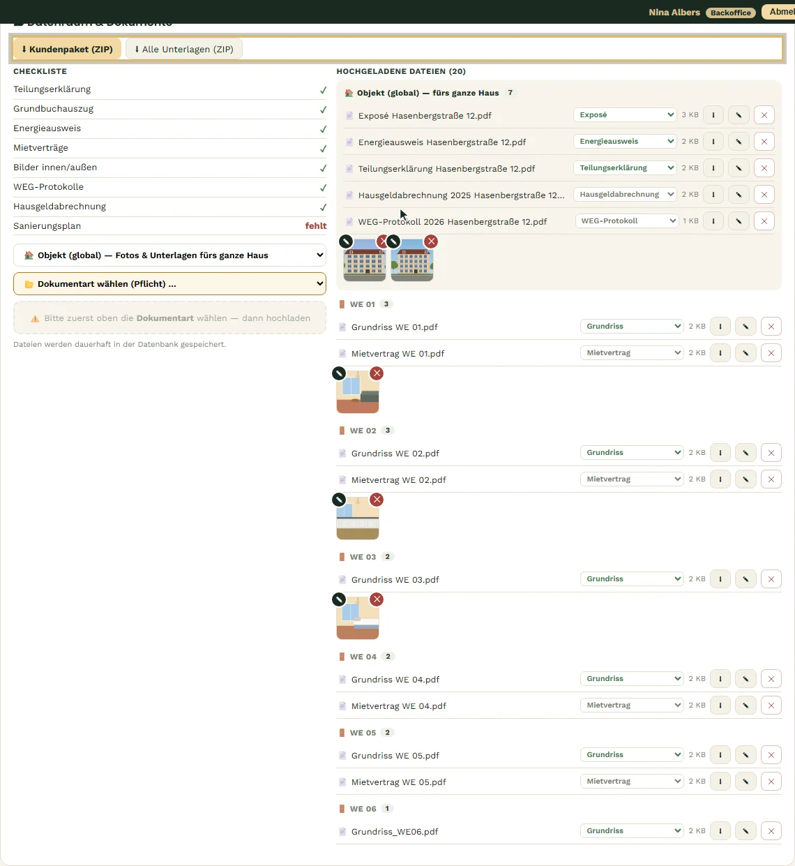 ZIP-Downloads im Datenraum