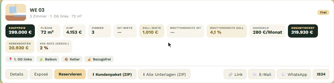 Eine Einheit in der Karten-Ansicht
