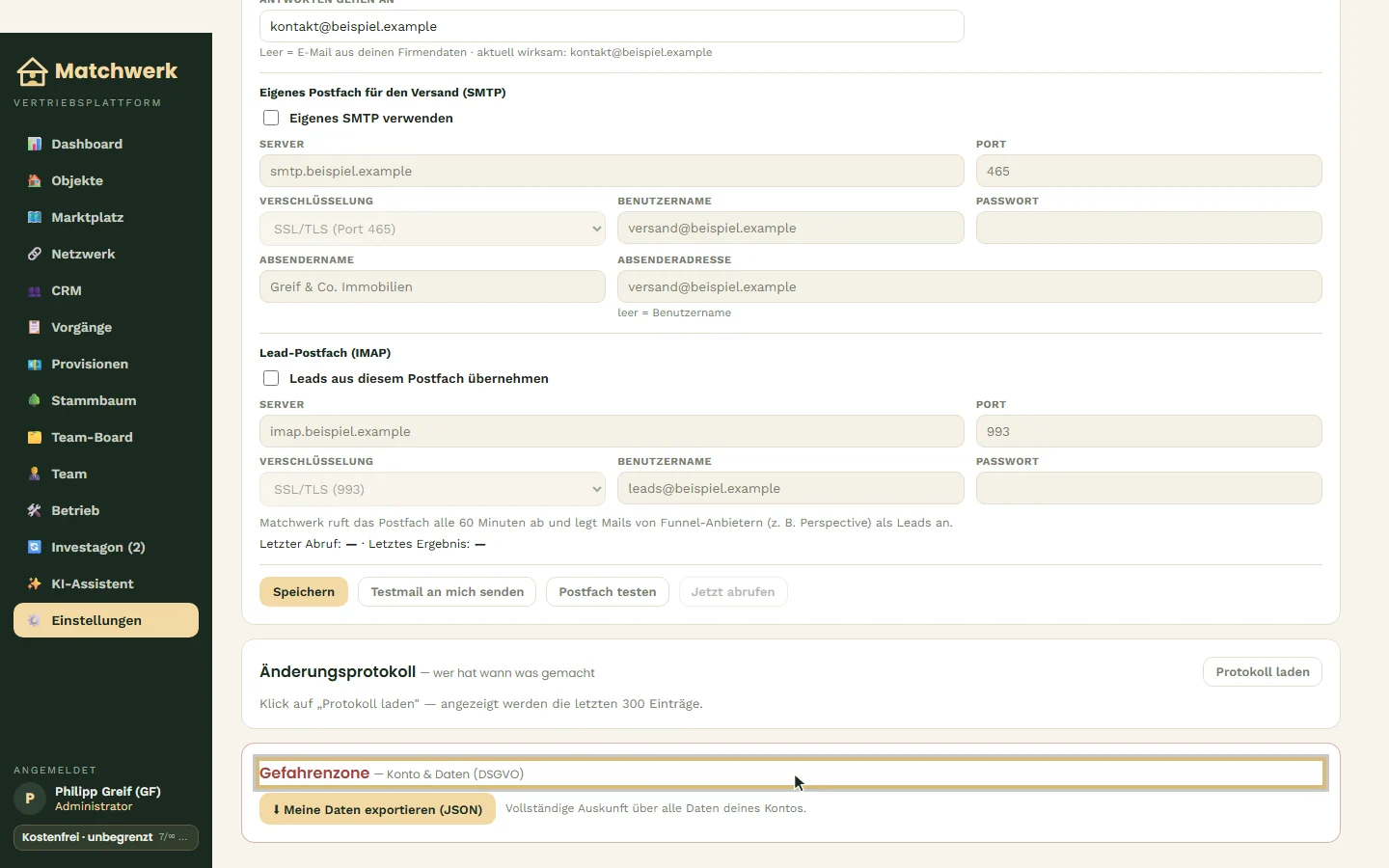Datenexport heruntergeladen