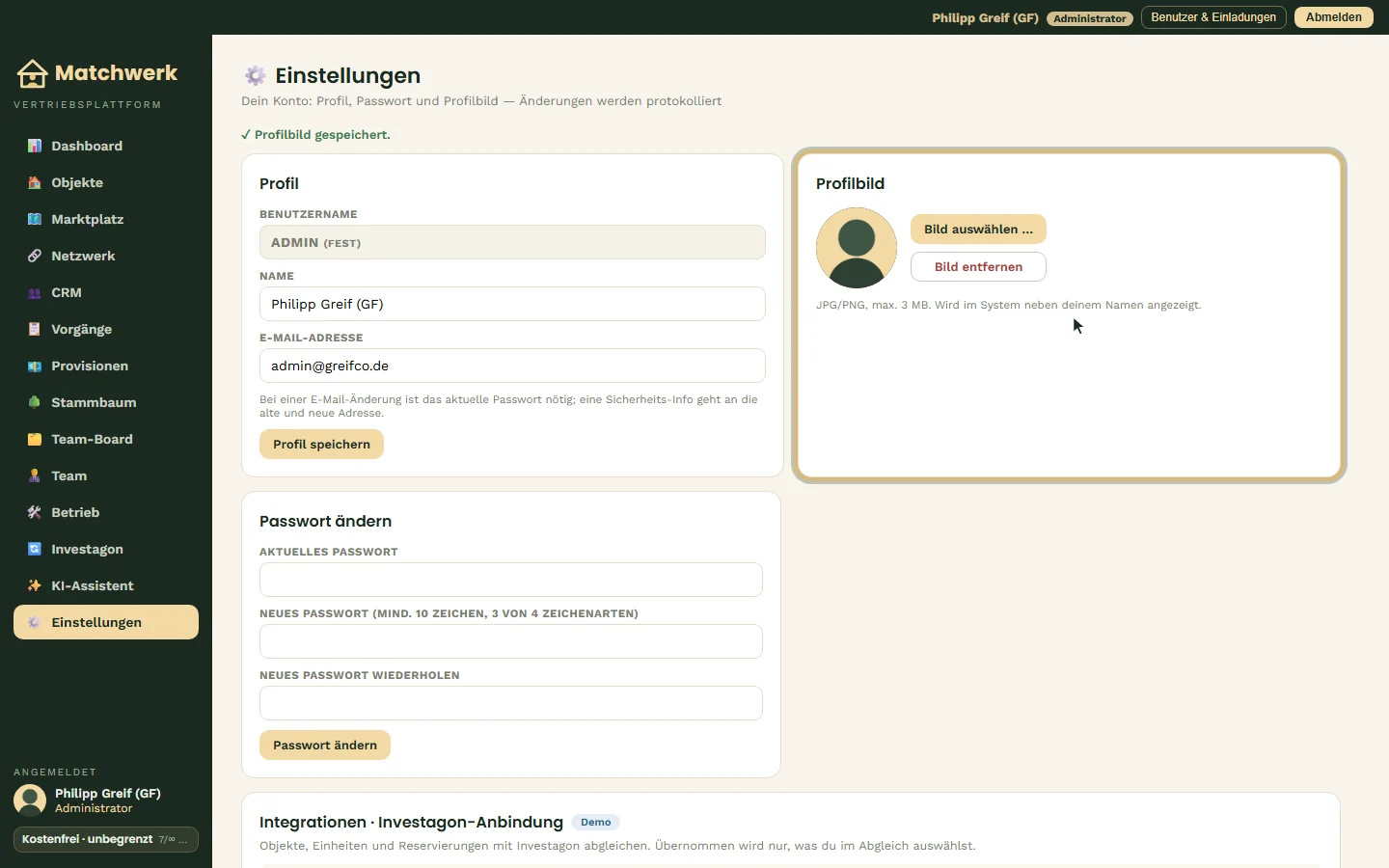 Profilbild hochgeladen