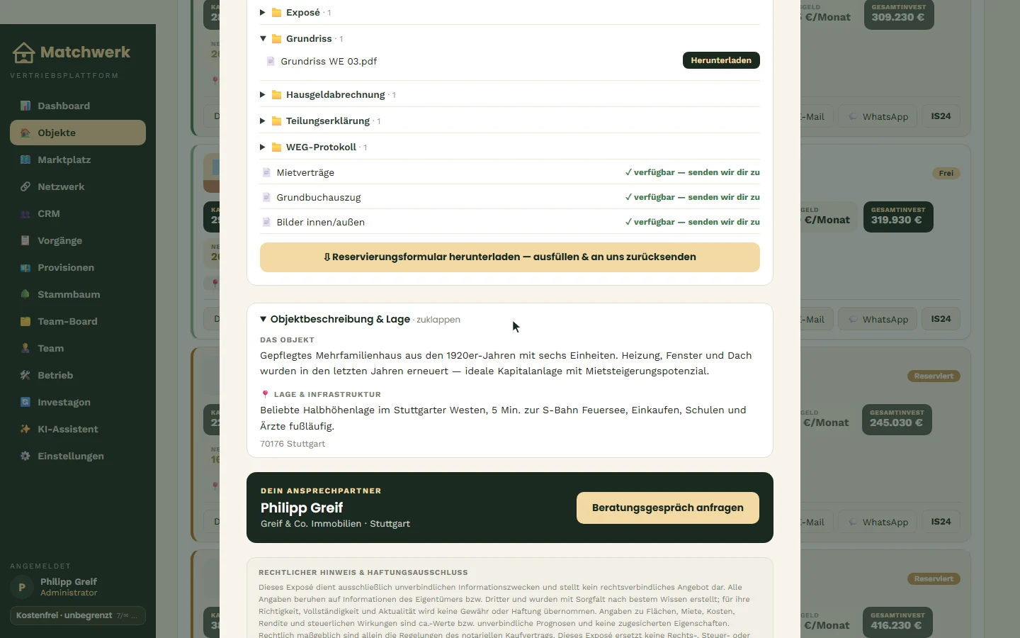 Beschreibung & Lage, Ansprechpartner und rechtlicher Hinweis