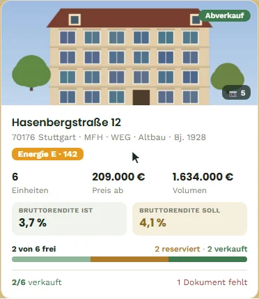Eine Objektkarte im Detail